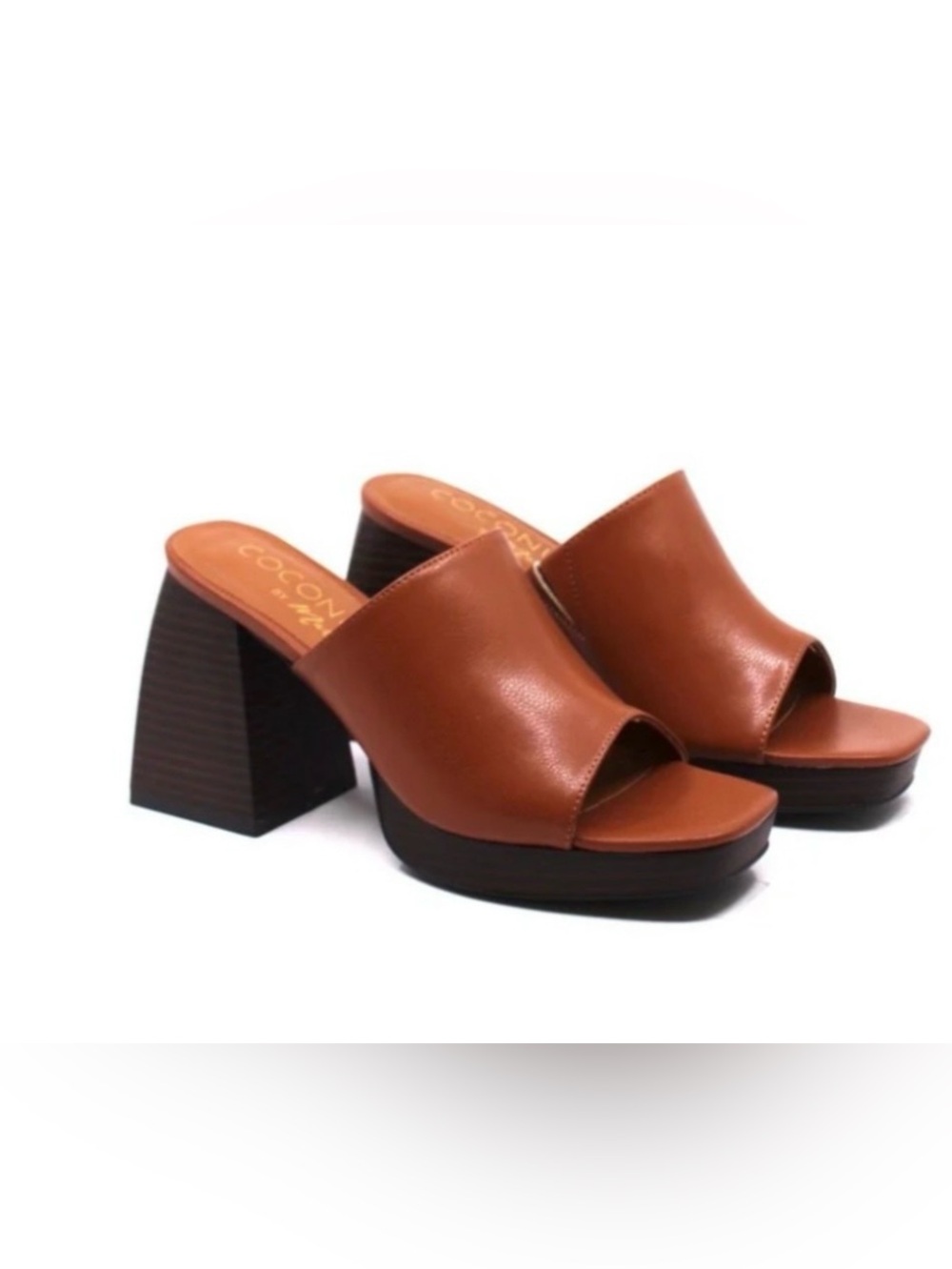 Coconuts by Matisse Kate slide-on Faux-Leather Heeled Block Sandals open toe